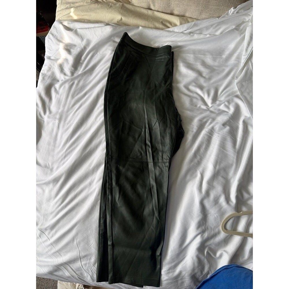 Eloquii Women's Faux Leather Pants Dark Green Perfect Condition